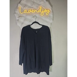 H by HALSTON Classic V Neck Knit Pullover Sweater Womens XL Black Winter Office - Picture 1 of 7
