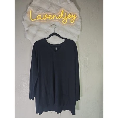 H by HALSTON Classic V Neck Knit Pullover Sweater Womens XL Black Winter Office - Image 1 of 4