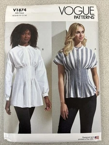 Blusa Camisa Acampanada Misses Vogue V1874 SIN CORTES A5 y F5 (6-14 y 16-24) Patrón - Imagen 1 de 5