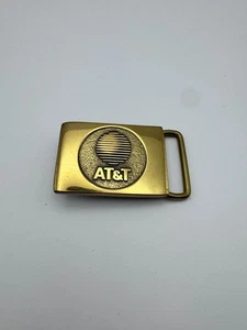 VINTAGE *AT&T* TELEFONGESELLSCHAFT WERBUNG GÜRTELSCHNALLE Synanon Messing - Bild 1 von 2