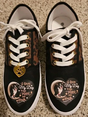 Bradford Exchange Tenis Zapatos Mujer 8 I Love My Dog Boston Terrier Paw Prints Foto 1 de 4
