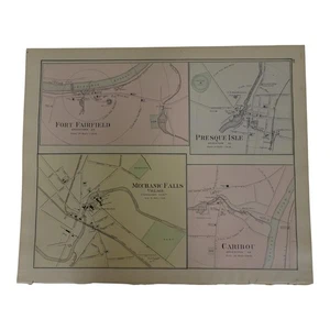 Antique Map 1884 Houlton Presque Isle Caribou from Atlas State of Maine Colby - Picture 1 of 13