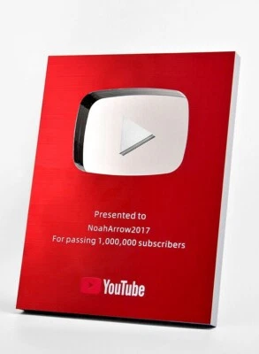 Botón de reproducción YouTube plata oro YouTube personalizado premio placa pared decoración Foto 1 de 4