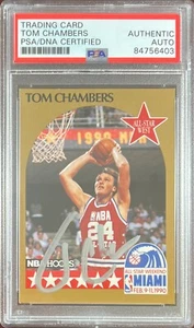 Tom Chambers auto 1990 NBA Hoops #15 card Phoenix Suns PSA Encapsulated - Picture 1 of 3