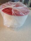 Tupperware One-touch Topper Canisters Set of 4 White With RED Seals