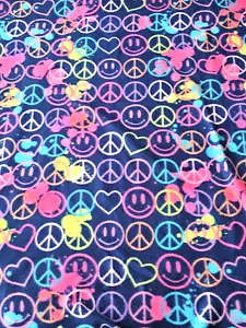 Peace Signs, Smiley Faces & Hearts Light Weight 58" x 47" Fleece Throw - Picture 1 of 6
