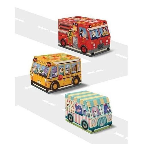 Punch Studio Nesting Boxes: Set of 3, Fire Truck, School Bus, Ice Cream Truck - Image 1 of 4