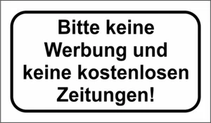 10x Bitte keine Werbung + kostenlose Zeitungen Aufkleber wetterfest 4x7cm - Bild 1 von 1