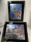 Wolf And Moon, Wolf On Mountain Edge Foil Picture 8x10 2 Pc Set