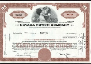 NEVADA POWER COMPANY Certificado de stock 1971 - Serie: YC46527 - W09 - Imagen 1 de 2