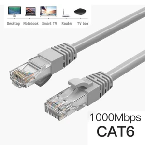 Cat6 Ethernet Cable Network Internet Gigabit RJ45 LAN Patch Lead lot 1m-30m Long - Afbeelding 1 van 9