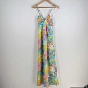 Seduce womens dress size 6 maxi silk formal multicolour splatter zip 064410 - Picture 1 of 9