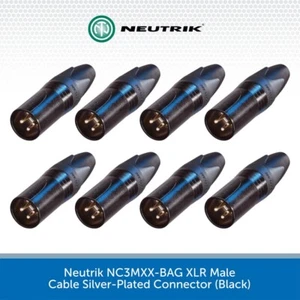 8x Neutrik NC3MXX-BAG Male XLR Audio Connector 3 Pin Plug Black Body Microphone - Picture 1 of 5