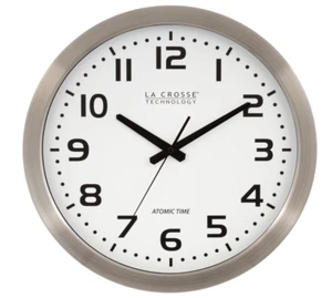 Reloj atómico Technology WT-3161WH esfera blanca de acero inoxidable de 16 pulgadas - Imagen 1 de 9