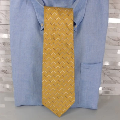 Neck Tie Mens Yellow Geo Block Art Dress Suit Formal Neckwear TRIANGLE HOUSE - Image 1 of 4