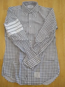 Neu ohne Etikett Thom Browne grau Schäfer Karo Breitgewebe Knopfleiste TB5 16,5-36 - Bild 1 von 6