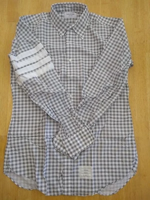 NWOT Thom Browne Gray Shepherd Check Broadcloth Button Down TB5 16.5-36 - Image 1 of 4