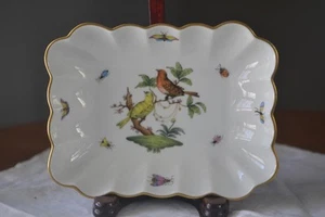 Vintage Herend Rothschild Birds 7738 / RO Rectangle Nut Dish 7" Hand Painted - Picture 1 of 5