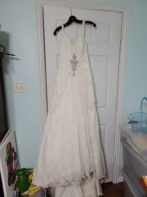 Demetrios Satin Wedding Dress Size 12, Demetrios Ivory Gown  - Image 1 of 4