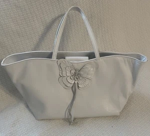 PAOLO MASI White Leather Butterfly Adorned Small Tote Purse Bag-NICE - Picture 1 of 9