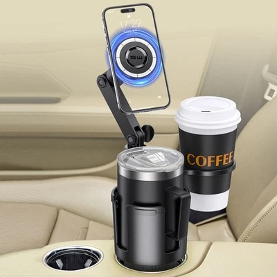 Magnetic Phone Holder Phone Mount 3 in 1 Car Cup Holder Expander 360° Rotation - Image 1 of 4