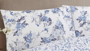 Vantona Home Classic Sheet Set King Blue Floral Bunches Blossom Cotton Percale - Picture 1 of 7
