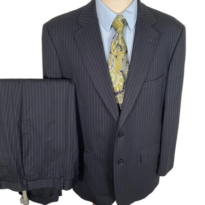 Brooks Brothers 346 Suit Mens 44S 38W 28L Navy Blue Pinstripe Stretch Wool - Image 1 of 4