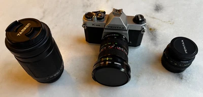 Cámara fotográfica Pentax K1000 35 mm SLR con 3 lentes (50 mm, 100-300 mm y 18-28 mm) Foto 1 de 4