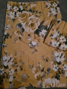 Modern used curtains 64x70 in yellow with floral design - Picture 1 of 9