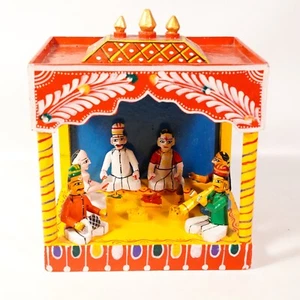 Indian Hindu Nativity Satsang Party Wooden Sculpture Statue Figure Home Decor - Picture 1 of 9