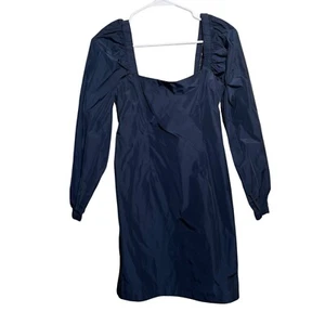 Vestido Citizen Moderno Para Mujer Pequeño Azul Mini Manga Abullonada Cuello Cuadrado Sólido - Imagen 1 de 7
