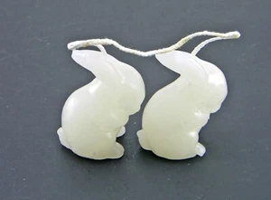 Lot 2 x 3 in Holiday Figure Easter Bunny Rabbit/Hare Candles Natural White - Bild 1 von 7