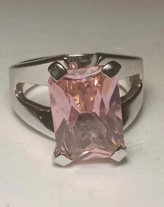 Large Vintage Sterling Silver And Kunzite Ring Size 7 1/2 - Picture 1 of 8