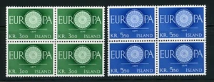 Juego completo de estampillas europeas montadas sin montar o nunca montadas en Islandia (bloques de 4) #327-328 - Imagen 1 de 1