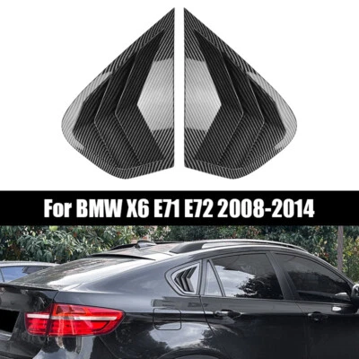 2X Cubierta de persianas de ventana trasera estilo fibra de carbono apta para BMW X6 E71 E72 2008-2014 Foto 1 de 4