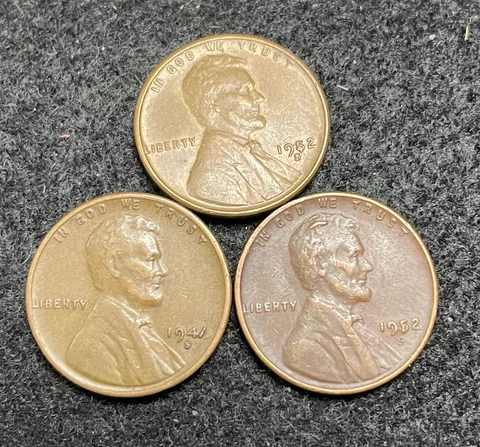 1952 S 2x 1941 S  Die Error Lincoln Wheat Cents- Free Shipping Cover
