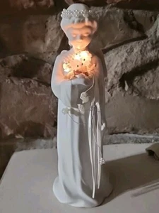 Corona de perlas vintage iluminada ramo de novia ángel blanco bisque porcelana 1990 - Imagen 1 de 14