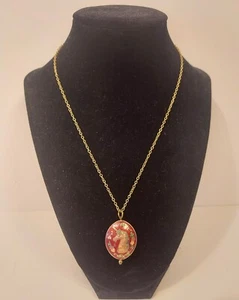 Vintage Goldtone Cloisonne Unicorn Pendant Double Sided Necklace - Picture 1 of 7