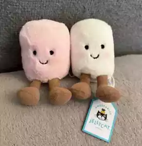 12CM Genuine Jellycat Amuseable Marshmallows Pink and White Key Chain Free Ship - Picture 1 of 1