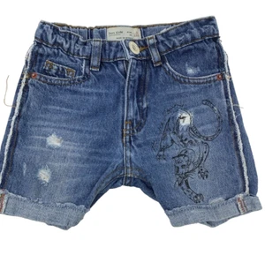 Zara Kids Girls 5 Blue Distressed Denim Lioness Hear me Roar Embroidered Shorts - Picture 1 of 6