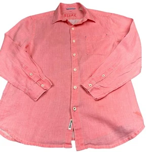 Tommy Bahama Relax Linen Shirt Mens Size Large Orange Button Up Long Sleeve - Picture 1 of 10