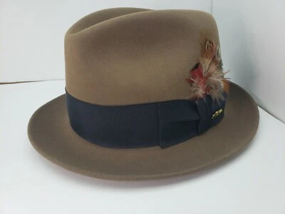 DOBBS JET FUR FELT HAT CLASSIC FEDORA CORNHILL BROWN MADE IN USA - Image 1 of 4