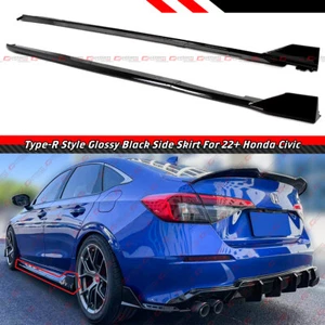 For 2022-2025 Honda Civic 11th Gen Type-R Style Gloss Black Side Skirt Extension - Picture 1 of 7