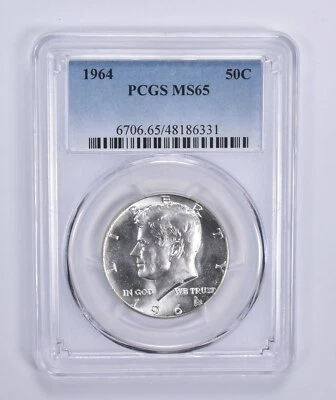 1964 Silver Kennedy Half Dollar MS65 PCGS Blue Label - Image 1 of 4