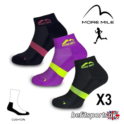 RUNNING SOCKS BLISTER WOMENS TWIN SKIN LADIES MORE MILE PREVENTER SPORTS GYM x3