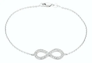 0.40 Carat Natural Diamond Infinity Bracelet G SI 14K White Gold 7'' - Picture 1 of 1