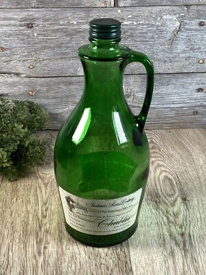 Jarra de vino blanco de vidrio verde vintage colonia suiza italiana Chablis de California Foto 1 de 4