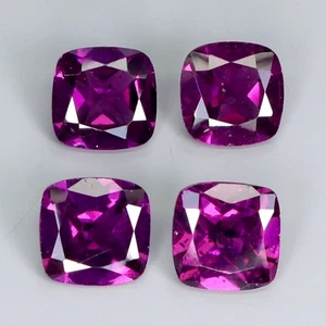 Cushion Cut Natural Pink Raspberry Rhodolite Garnet 4.25ct 6mm 4pcs Lot Gemstone - Picture 1 of 14