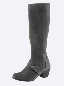Mode von Heine Damen Schuhe wadenhohe Stiefel aus Leder grau NEU - Bild 1 von 6