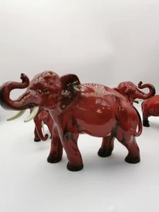 Group of 5 Royal Doulton Flambe Elephant Family. Rare Item As A Set Of 5 - Picture 1 of 7